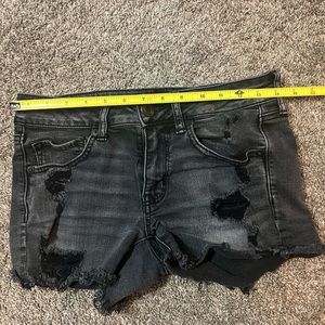 American eagle midi black jean shorts size 6